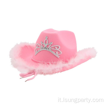 Le donne da festa hanno sentito il cappello da cowgirl rosa